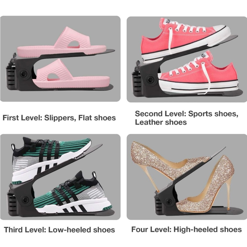 Set of 9 Shoe Organizers with Adjustable Levels